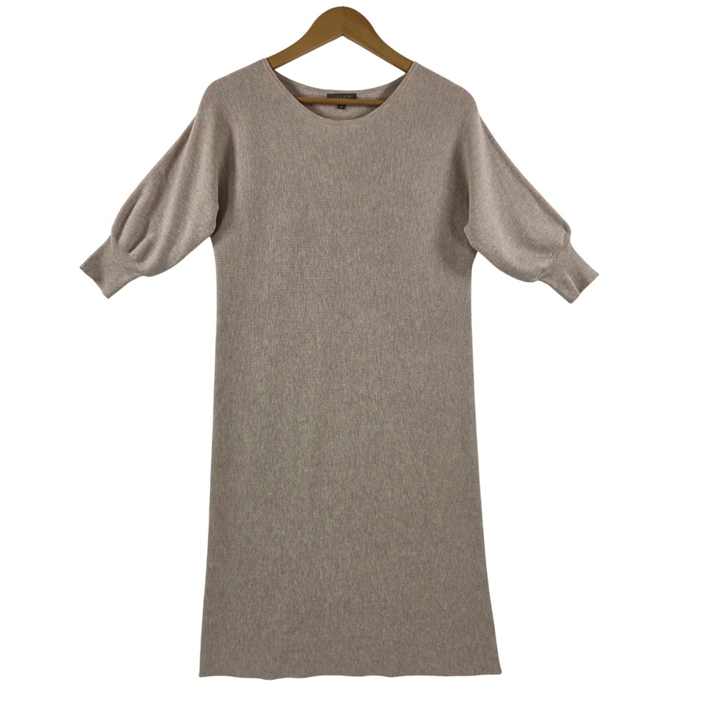 Lilla P Womens XS Oatmeal Cotton Modal Knit Dolman Sleeve Sweater Dress CrewNeck